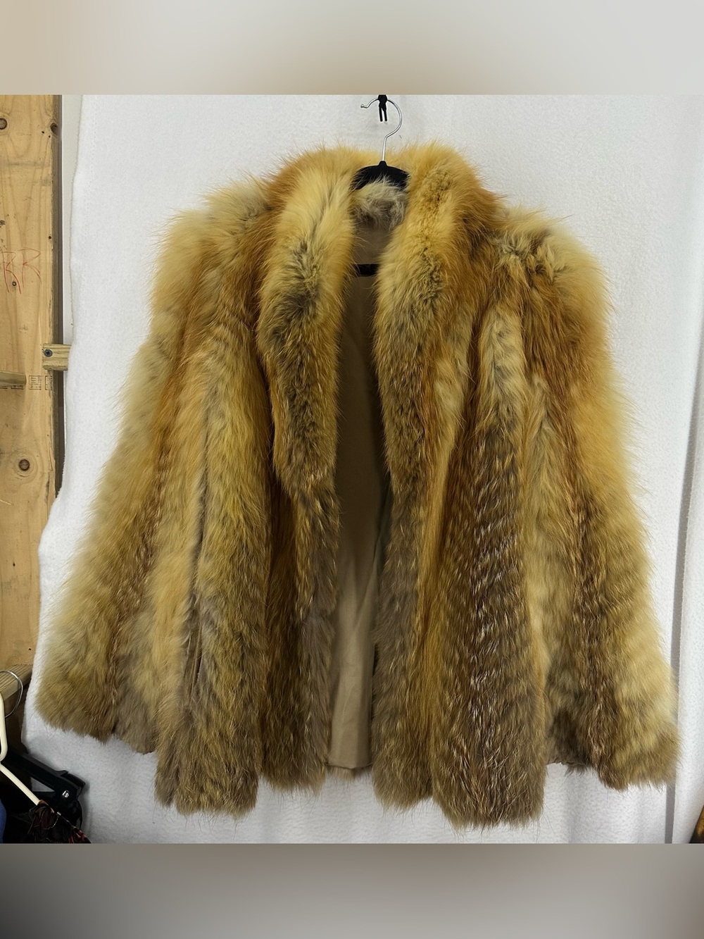 Vintage Genuine Fur Coat Women’s Large Tan Brown Jacket